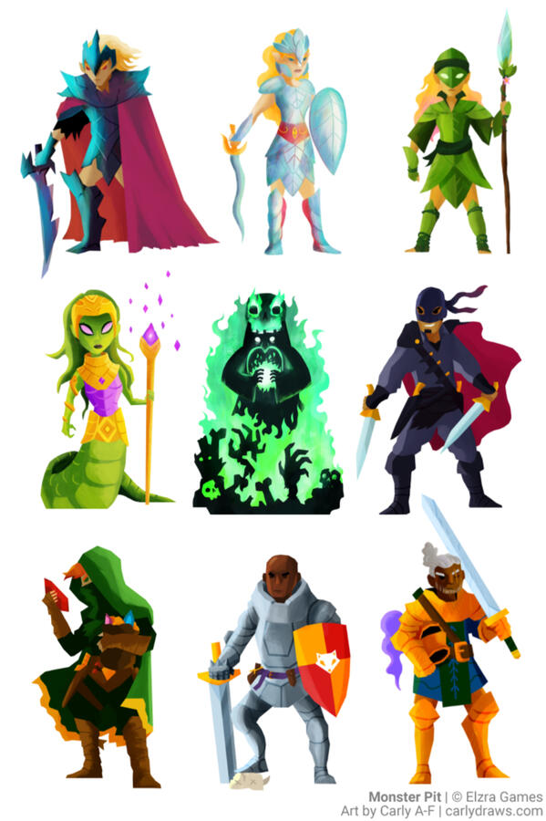 character and monster art for Elzra Games