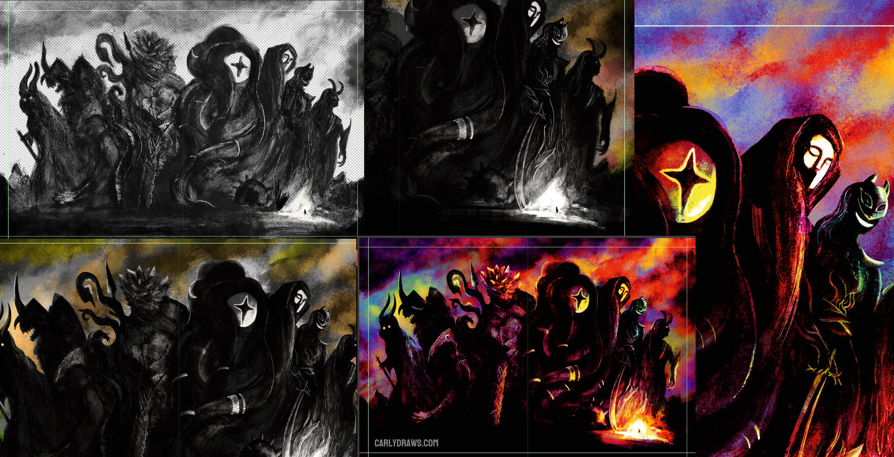 Demon Statue Garden Process Here's a look at the process of 'Demon Statue Garden' a piece for the Hellpiercers tabletop game.