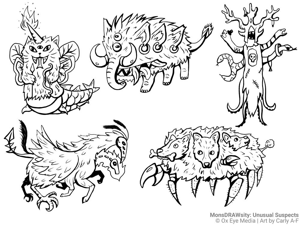 MOSDRAWSITY Mythological mixed up creature art for board game