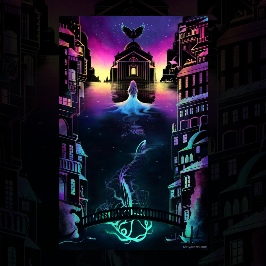 AND WHAT CAN WE OFFER YOU TONIGHT Cover artwork for Premee Mohamed's award winning novella. For Neon Hemlock publishing.