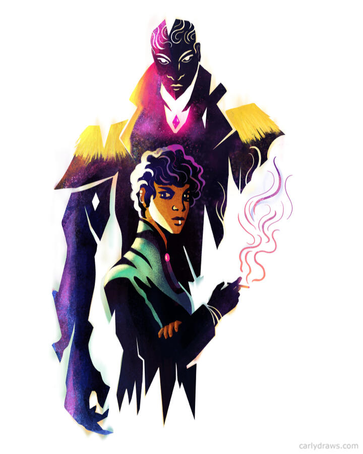 GIRL BY MOONLIGHT character illustration