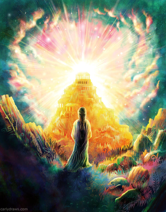 Olympus returning to olympus. pastel and digital colour