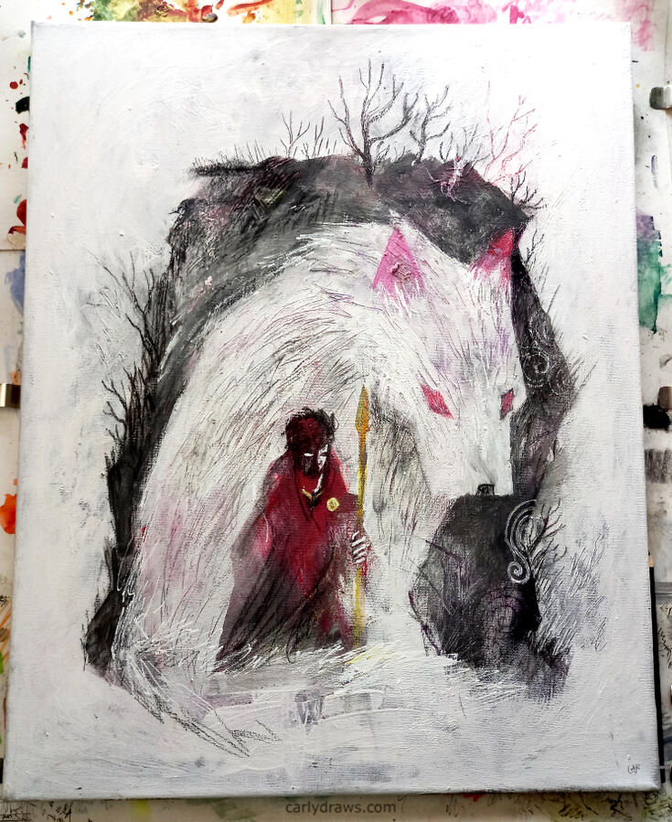 ARAWN acrylic, ink and charcoal on canvas. ARAWN acrylic, ink and charcoal on canvas.