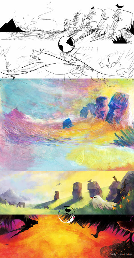 ANIMAL ANTIPODES sketches, base paintings, final ANIMAL ANTIPODES sketches, base paintings, final